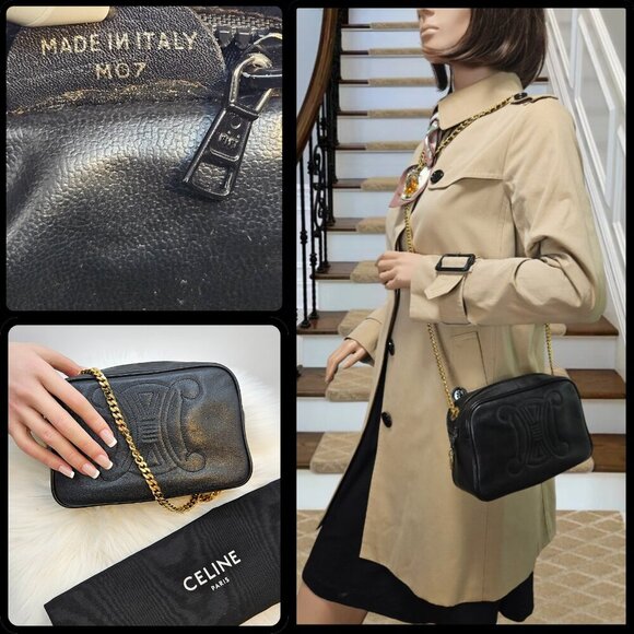 Céline Embroidered Triomphe Leather Crossbody Bag - Picture 4 of 17